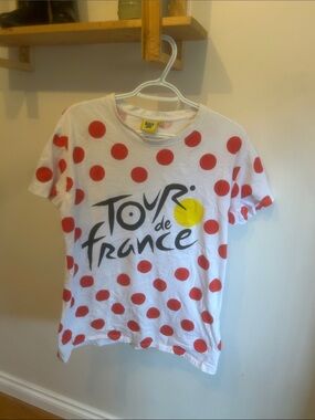 Tour de France Short Sleeve Polka Dot Tee - White with Red Dots